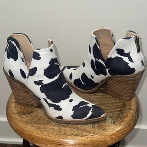 Cow Print Ankle Boots